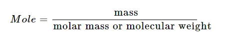 Grams to moles Formula